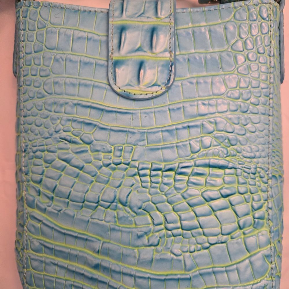Brahmin Marley Blue Green Leather Crocodile Embossed Crossbody Bag - Picture 2 of 6